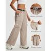 image:imagebaleaf Womens Lightweight Pants Quick Dry Wide Leg Hiking Water Resistant with 4 Pockets Travel Baggy Parachute Cargo PantKhaki