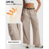 image:imagebaleaf Womens Lightweight Pants Quick Dry Wide Leg Hiking Water Resistant with 4 Pockets Travel Baggy Parachute Cargo PantKhaki