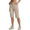 image:imagebaleaf Womens 15 Long Shorts with 7 Pockets Knee Length Hiking Bermuda Shorts Lightweight Quick Dry Cargo CaprisKhaki