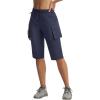 image:imagebaleaf Womens 15 Long Shorts with 7 Pockets Knee Length Hiking Bermuda Shorts Lightweight Quick Dry Cargo CaprisNavy Blue
