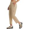 image:imagebaleaf Womens 26 Travel Pants with Zipper Pockets Petite Ankle Slacks Lightweight Stretch Quick Dry Cargo Summer CoolKhaki