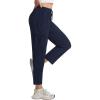 image:imagebaleaf Womens 26 Travel Pants with Zipper Pockets Petite Ankle Slacks Lightweight Stretch Quick Dry Cargo Summer CoolNavy Blue