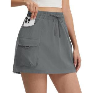 image:imagebaleaf Skorts for Women with Pockets Athletic Skort High Waisted Hiking Cargo Golf Travel Skirts Water Resistant UPF 50Dark Gray