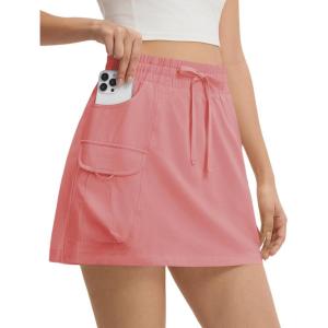 image:imagebaleaf Skorts for Women with Pockets Athletic Skort High Waisted Hiking Cargo Golf Travel Skirts Water Resistant UPF 50Light Pink