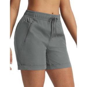image:imagebaleaf Womens 5 Hiking Shorts with Zipper Pockets Lightweight Water Resistant Strech Quick Dry Golf Athletic ShortsDark Gray
