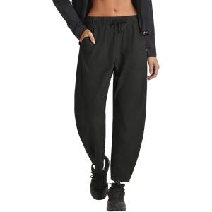 image:imagebaleaf Womens Barrel Pants Water Resistant Lightweight Travel Sweatpants Hiking Ankle Trousers with 5 Pockets Casual SlacksBlack