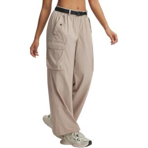 image:imagebaleaf Womens Lightweight Pants Quick Dry Wide Leg Hiking Water Resistant with 4 Pockets Travel Baggy Parachute Cargo PantKhaki