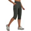 image:imagebaleaf Womens 17 Capri Pants Lighweight Cargo Capris Quick Dry Zipper Pockets Hiking Biking Casual Outdoor17inarmy Green