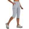 image:imagebaleaf Womens 17 Capri Pants Lighweight Cargo Capris Quick Dry Zipper Pockets Hiking Biking Casual Outdoor17inlight Gray