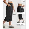 image:imagebaleaf 22 Wide Leg Pants for Women Capri Sweatpants Pant Cropped Lightweight Quick Dry Petite Pant with Pockets Loose FitBlack