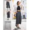 image:imagebaleaf 22 Wide Leg Pants for Women Capri Sweatpants Pant Cropped Lightweight Quick Dry Petite Pant with Pockets Loose FitDark Gray