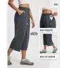 image:imagebaleaf 22 Wide Leg Pants for Women Capri Sweatpants Pant Cropped Lightweight Quick Dry Petite Pant with Pockets Loose FitDark Gray