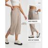 image:imagebaleaf 22 Wide Leg Pants for Women Capri Sweatpants Pant Cropped Lightweight Quick Dry Petite Pant with Pockets Loose FitKhaki