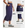 image:imagebaleaf 22 Wide Leg Pants for Women Capri Sweatpants Pant Cropped Lightweight Quick Dry Petite Pant with Pockets Loose FitNavy Blue