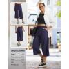 image:imagebaleaf 22 Wide Leg Pants for Women Capri Sweatpants Pant Cropped Lightweight Quick Dry Petite Pant with Pockets Loose FitNavy Blue
