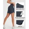image:imagebaleaf 7 Womens Running Shorts Athletic Quick Dry Shorts Crossover High Waisted Workout Hiking Zipper Pockets UPF50Dark Gray