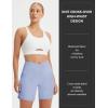 image:imagebaleaf 7 Womens Running Shorts Athletic Quick Dry Shorts Crossover High Waisted Workout Hiking Zipper Pockets UPF50Light Blue