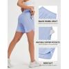 image:imagebaleaf 7 Womens Running Shorts Athletic Quick Dry Shorts Crossover High Waisted Workout Hiking Zipper Pockets UPF50Light Blue