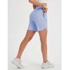 image:imagebaleaf 7 Womens Running Shorts Athletic Quick Dry Shorts Crossover High Waisted Workout Hiking Zipper Pockets UPF50Light Blue