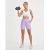 image:imagebaleaf 7 Womens Running Shorts Athletic Quick Dry Shorts Crossover High Waisted Workout Hiking Zipper Pockets UPF50Light Purple