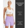 image:imagebaleaf 7 Womens Running Shorts Athletic Quick Dry Shorts Crossover High Waisted Workout Hiking Zipper Pockets UPF50Light Purple