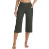 image:imagebaleaf Capri Pants for Women with Pockets High Waist Yoga Capris Pant Loose Straight Leg for Casual SummerArmy Green