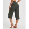 image:imagebaleaf Capri Pants for Women with Pockets High Waist Yoga Capris Pant Loose Straight Leg for Casual SummerArmy Green