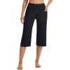 image:imagebaleaf Capri Pants for Women with Pockets High Waist Yoga Capris Pant Loose Straight Leg for Casual SummerBlack