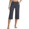 image:imagebaleaf Capri Pants for Women with Pockets High Waist Yoga Capris Pant Loose Straight Leg for Casual SummerDark Gray