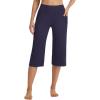 image:imagebaleaf Capri Pants for Women with Pockets High Waist Yoga Capris Pant Loose Straight Leg for Casual SummerNavy Blue