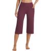 image:imagebaleaf Capri Pants for Women with Pockets High Waist Yoga Capris Pant Loose Straight Leg for Casual SummerWine Red