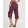 image:imagebaleaf Capri Pants for Women with Pockets High Waist Yoga Capris Pant Loose Straight Leg for Casual SummerWine Red
