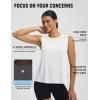 image:imagebaleaf Women Athletic Tops Sleeveless Workout Tank Tops Tennis Running Yoga Tennis Gym Split Back Quick Dry UPF 50White