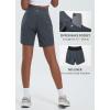 image:imagebaleaf Womens 7 Athletic Long Running Shorts Workout Gym Quick Dry Hiking Shorts High Waisted Zipper PocketDark Gray