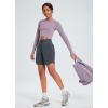image:imagebaleaf Womens 7 Athletic Long Running Shorts Workout Gym Quick Dry Hiking Shorts High Waisted Zipper PocketDark Gray