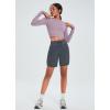 image:imagebaleaf Womens 7 Athletic Long Running Shorts Workout Gym Quick Dry Hiking Shorts High Waisted Zipper PocketDark Gray