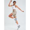 image:imagebaleaf Womens 7 Athletic Long Running Shorts Workout Gym Quick Dry Hiking Shorts High Waisted Zipper PocketKhaki