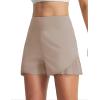 image:imagebaleaf Womens Athletic Running Shorts 3 High Waisted Quick Dry Lightweight Ruffled Workout Gym Shorts with LinerKhaki