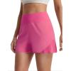 image:imagebaleaf Womens Athletic Running Shorts 3 High Waisted Quick Dry Lightweight Ruffled Workout Gym Shorts with LinerPink