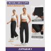 image:imagebaleaf Womens Barrel Pants with Pockets Drawstring Athletic Quick Dry Adjustable Cuff Wide Leg Tapered Fit Casual SweatpantsBlack