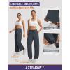 image:imagebaleaf Womens Barrel Pants with Pockets Drawstring Athletic Quick Dry Adjustable Cuff Wide Leg Tapered Fit Casual SweatpantsDark Gray
