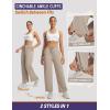 image:imagebaleaf Womens Barrel Pants with Pockets Drawstring Athletic Quick Dry Adjustable Cuff Wide Leg Tapered Fit Casual SweatpantsKhaki