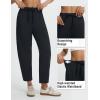 image:imagebaleaf Womens Barrel Pants with Zipper Pockets Drawstring Athletic Pants Elastic Waisted Casual Lounge Work TravelBlack