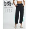 image:imagebaleaf Womens Barrel Pants with Zipper Pockets Drawstring Athletic Pants Elastic Waisted Casual Lounge Work TravelBlack