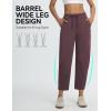 image:imagebaleaf Womens Barrel Pants with Zipper Pockets Drawstring Athletic Pants Elastic Waisted Casual Lounge Work TravelDark Brown