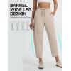 image:imagebaleaf Womens Barrel Pants with Zipper Pockets Drawstring Athletic Pants Elastic Waisted Casual Lounge Work TravelKhaki