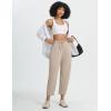 image:imagebaleaf Womens Barrel Pants with Zipper Pockets Drawstring Athletic Pants Elastic Waisted Casual Lounge Work TravelKhaki