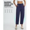 image:imagebaleaf Womens Barrel Pants with Zipper Pockets Drawstring Athletic Pants Elastic Waisted Casual Lounge Work TravelNavy Blue