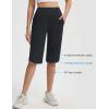 image:imagebaleaf Womens Bermuda Long Shorts 14 Knee Length Capris with Zipper Pockets Athletic Walking Athletic Casual SummerBlack