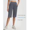 image:imagebaleaf Womens Bermuda Long Shorts 14 Knee Length Capris with Zipper Pockets Athletic Walking Athletic Casual SummerDark Gray
